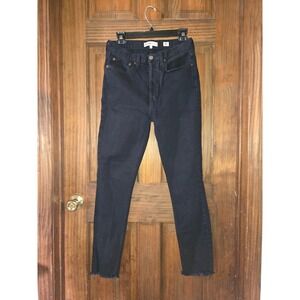 RE/DONE Originals High Rise Ankle Crop Black Jeans Raw Hem 7213WHRAC 28